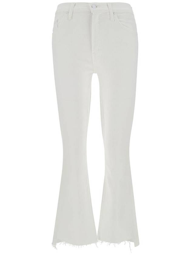 White Cropped Jeans With Flared Bottom In Cotton Blend Denim Woman - MOTHER - BALAAN 1