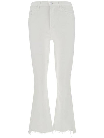 White Cropped Jeans With Flared Bottom In Cotton Blend Denim Woman - MOTHER - BALAAN 1