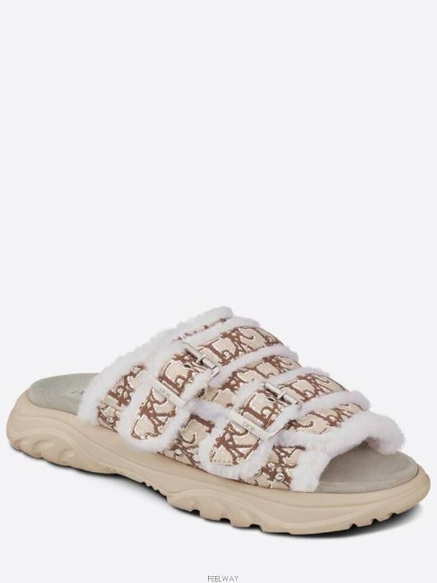 H Town Shearling Oblique Jacquard Sandals Cream - DIOR - BALAAN 4