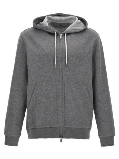 Cotton Zip Up Hoodie Grey - BRUNELLO CUCINELLI - BALAAN 2