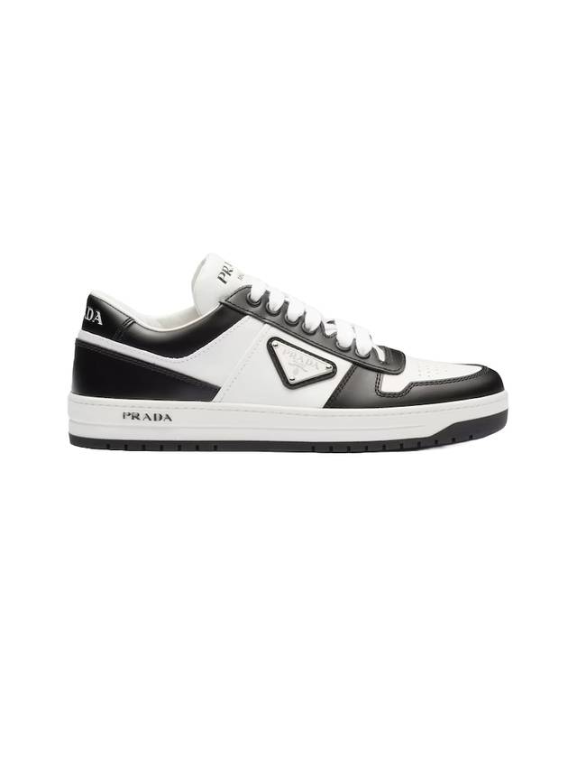 Downtown Perforated Leather Low Top Sneakers White Black - PRADA - BALAAN 1