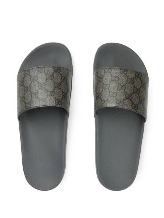 GG Monogram Slider Slippers Grey - GUCCI - BALAAN 4