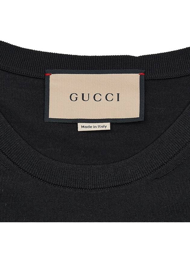 Embroidered Logo Wool Knit Top Black - GUCCI - BALAAN 5