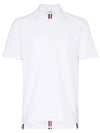 Men's Cotton Pique Center Bag Striped Short Sleeve Polo Shirt White - THOM BROWNE - BALAAN 2