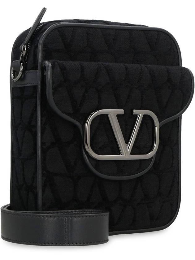 V Logo Toile Iconographe Shoulder Bag Black - VALENTINO - BALAAN 4