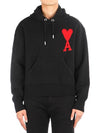 Big Heart Logo Wool Hoodie Black - AMI - BALAAN 2