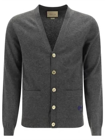 logo cashmere cardigan gray - GUCCI - BALAAN 1