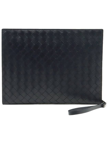 Shadow Intrecciato Half Zipper Document Case Hand Strap Clutch 732638 - BOTTEGA VENETA - BALAAN 1