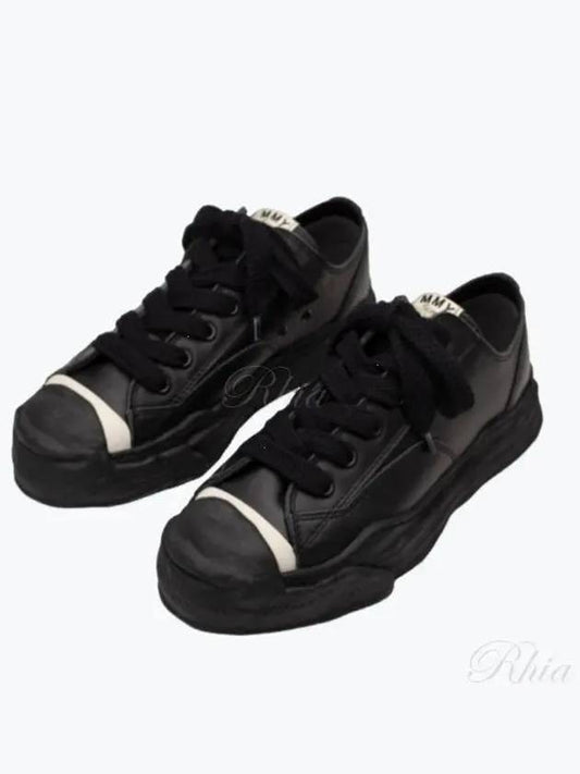 A05FW704 BLK BLK Hank OG Sole Leather Low Sneakers - MIHARA YASUHIRO - BALAAN 1