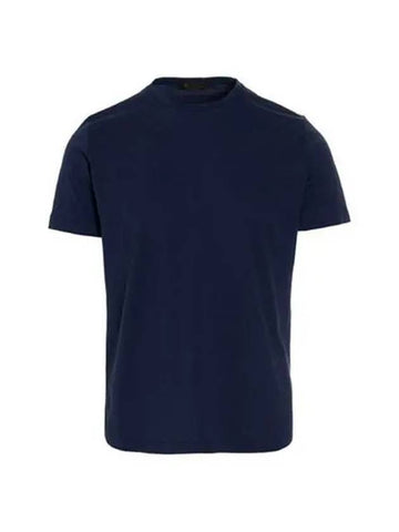 Silk Cotton Soft Short Sleeve T-Shirt Navy Blue - LORO PIANA - BALAAN 1