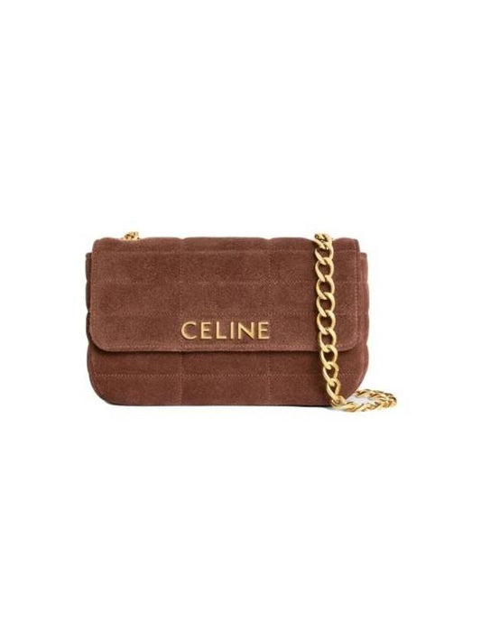 Matelasse Monochrome Suede Calfskin Chain Shoulder Bag Brown - CELINE - BALAAN 1