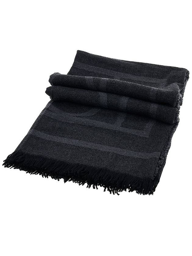 Monogram Wool Cashmere Scarf Black - TOTEME - BALAAN 4