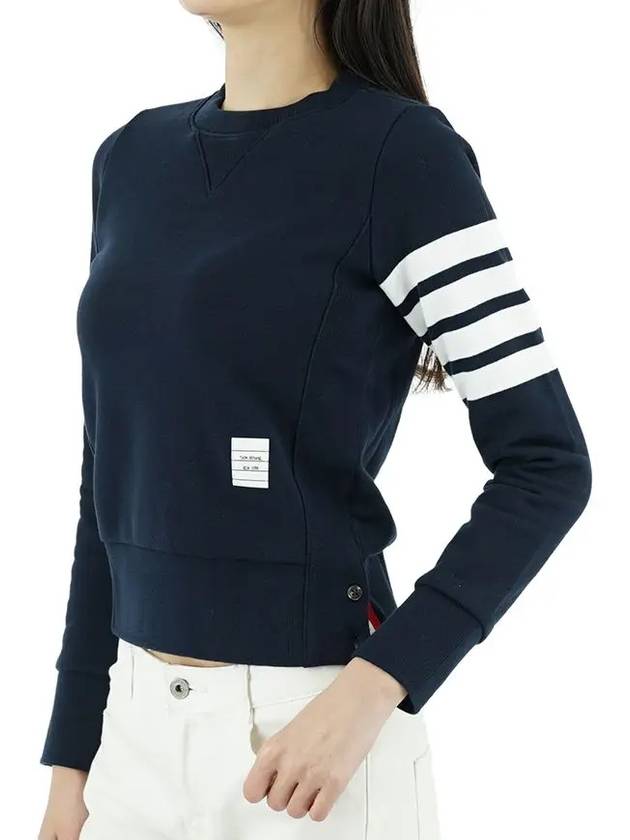 Engineered 4 Bar Stripe Loopback Jersey Knit Crewneck Sweatshirt Navy - THOM BROWNE - BALAAN 3