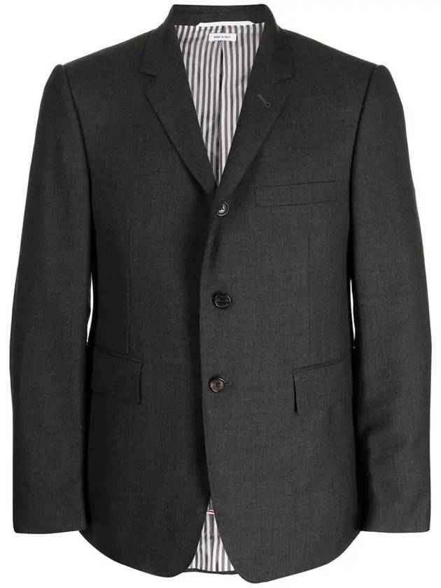 Super 120S Wool Twill Single Breasted Classic Jacket Dark Grey - THOM BROWNE - BALAAN 3