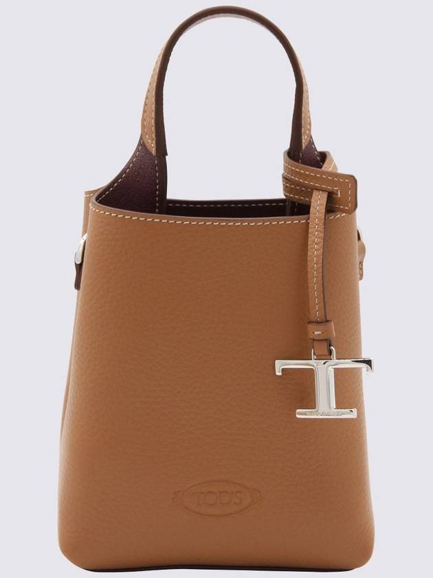 Micro Leather Mini Tote Bag Brown - TOD'S - BALAAN 9