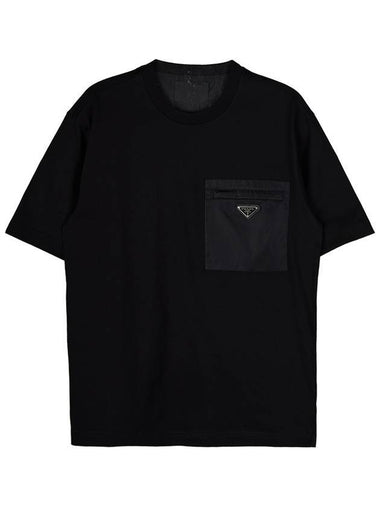 Nylon Jersey Short Sleeve T-Shirt Black - PRADA - BALAAN 1