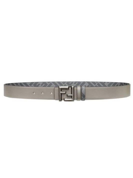 FF Logo Buckle Leather Belt Grey - FENDI - BALAAN 1