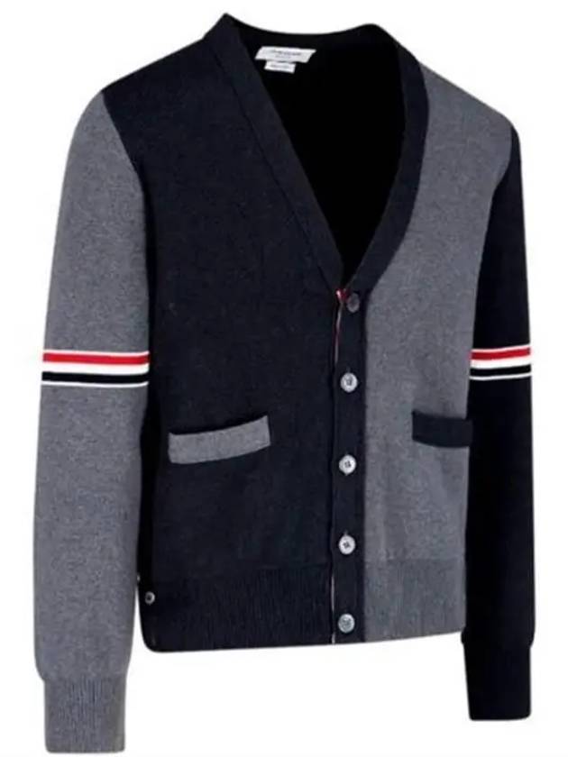 Funmix Cotton ArmBand V-Neck Cardigan Tonal Grey - THOM BROWNE - BALAAN 4