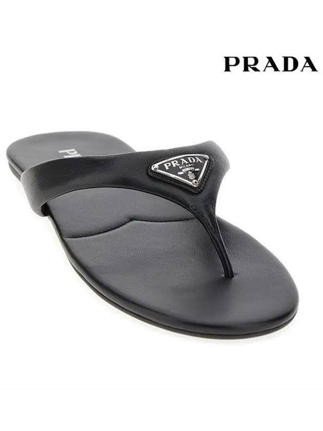 Triangle Logo Flip Flops Black - PRADA - BALAAN 3