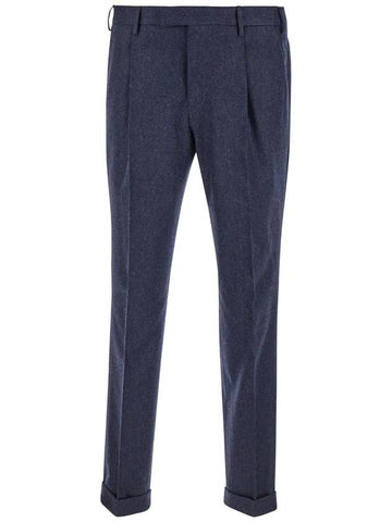 Dark Blue Slim Pants With Concealed Closure In Fabric Man - PT TORINO - BALAAN 1