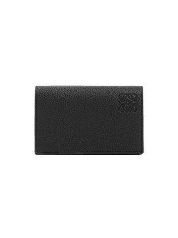 Logo Soft Grained Calfskin Card Wallet Black - LOEWE - BALAAN 1