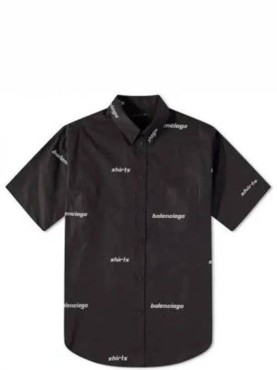 All-Over Logo Short Sleeve Shirt Black - BALENCIAGA - BALAAN 2