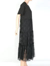 Lace Detail Black Jersey Long One Piece VR3MJ06F5PV 0NO - RED VALENTINO - BALAAN 2