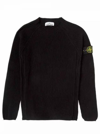 Wappen Patch Round Neck Knit Top Black - STONE ISLAND - BALAAN 2