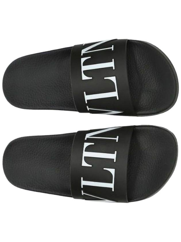 Rubber Rockstud Slippers Black - VALENTINO - BALAAN 3