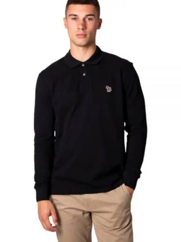 Men's Zebra Patch Long Sleeve Polo Shirt Black - PAUL SMITH - BALAAN 2