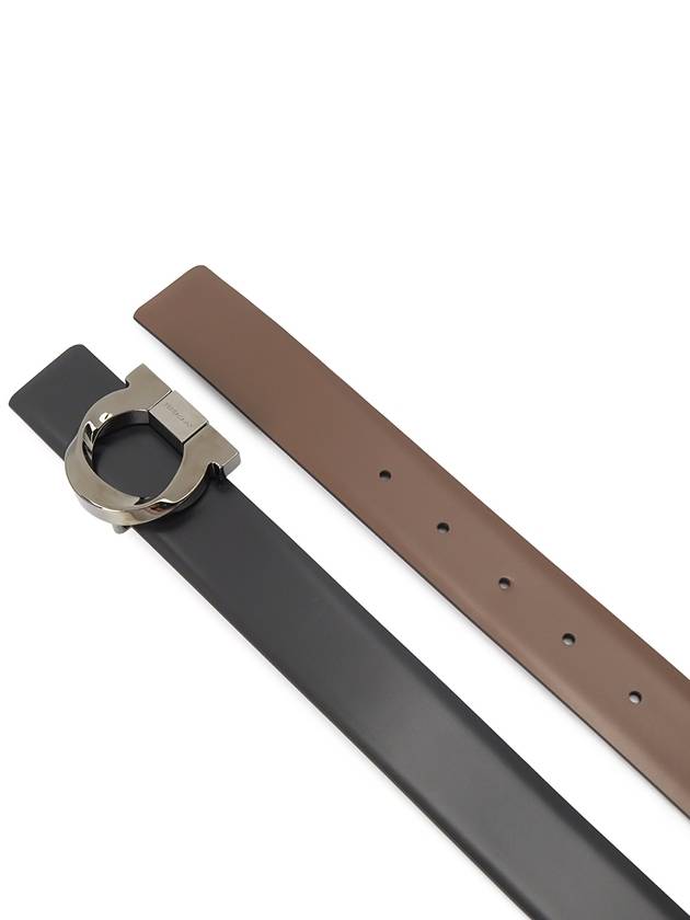 Gancini Reversible Leather Belt Black - SALVATORE FERRAGAMO - BALAAN 5