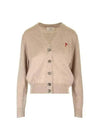 Heart Logo Wool Cardigan Light Beige - AMI - BALAAN 2