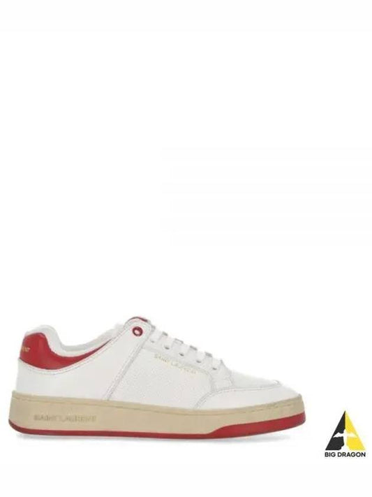 Logo Calf Leather Low Top Sneakers White - SAINT LAURENT - BALAAN 2