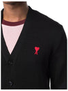 Heart Logo Merino Wool Cardigan Black - AMI - BALAAN 5