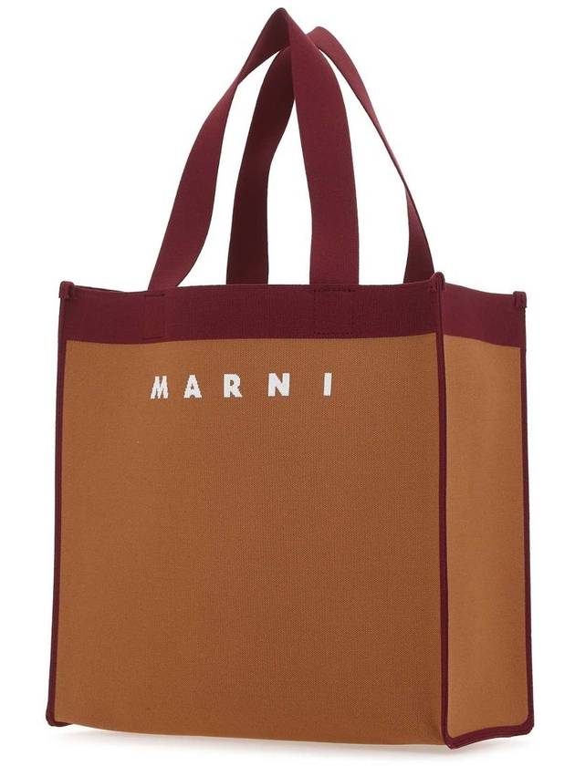 Colorblock Jacquard Tote Bag Brown - MARNI - BALAAN 3