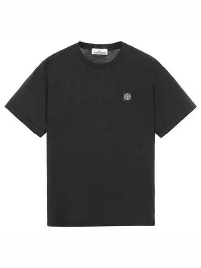 Logo Patch Cotton Short Sleeve T-Shirt Black - STONE ISLAND - BALAAN 2