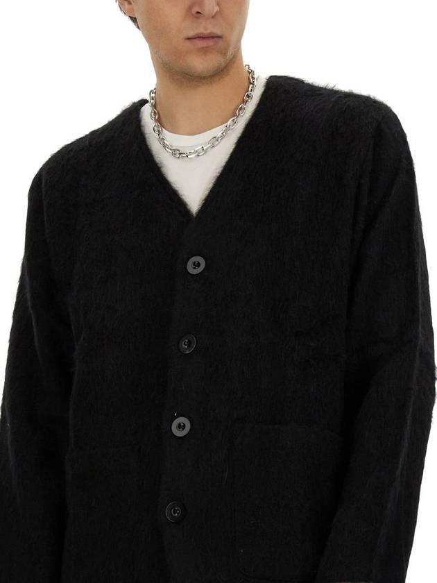 Mohair V-Neck Relaxed Fit Wool Cardigan Black - OUR LEGACY - BALAAN 9