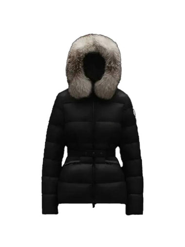 Women's Boed Fur Hooded Down Short Padding Black - MONCLER - BALAAN 1