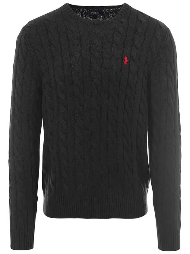 Embroidery Logo Cable Knit Top Black - POLO RALPH LAUREN - BALAAN 2