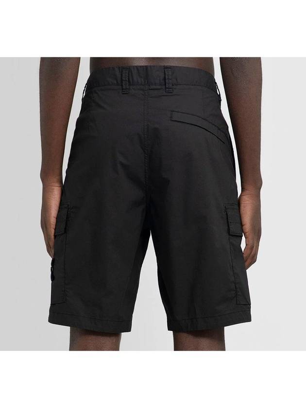 Men's Logo Patch Cargo Shorts Black - STONE ISLAND - BALAAN 4