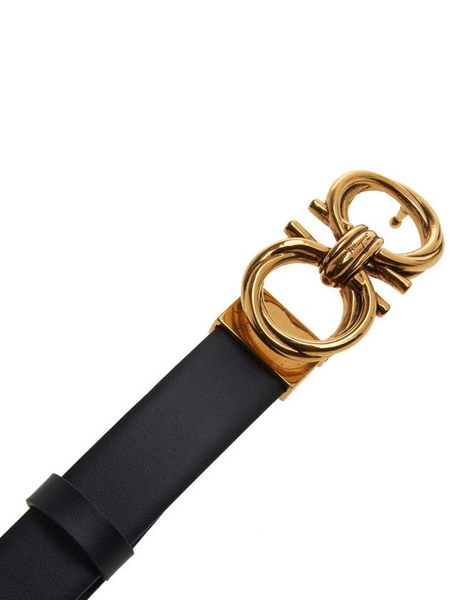 Adjustable Gancini Leather Belt Black - SALVATORE FERRAGAMO - BALAAN 8