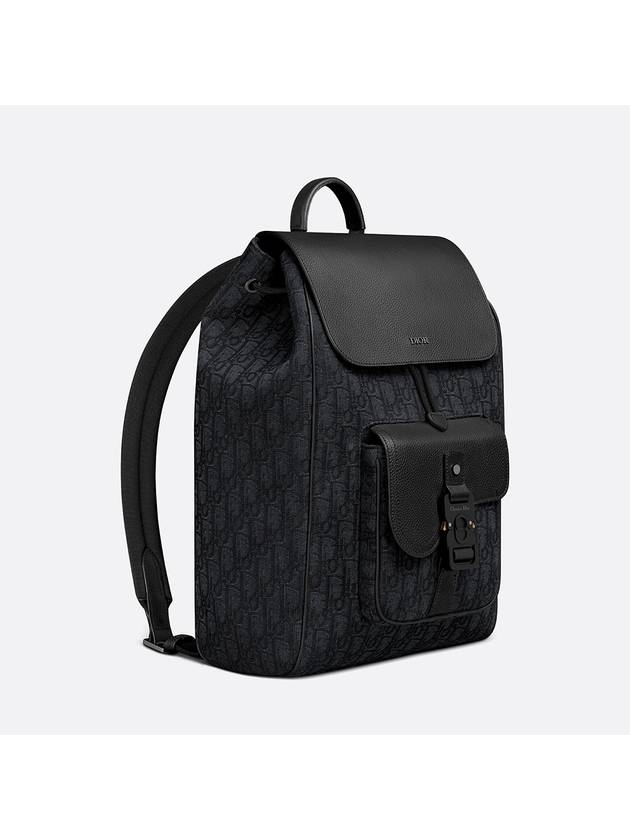 Saddle Oblique Jacquard Grained Calfskin Backpack Black - DIOR - BALAAN 4