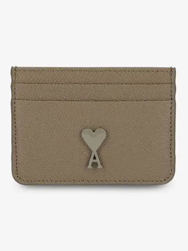 Heart Logo Card Holder Taupe USL013AL0036281 - AMI - BALAAN 1