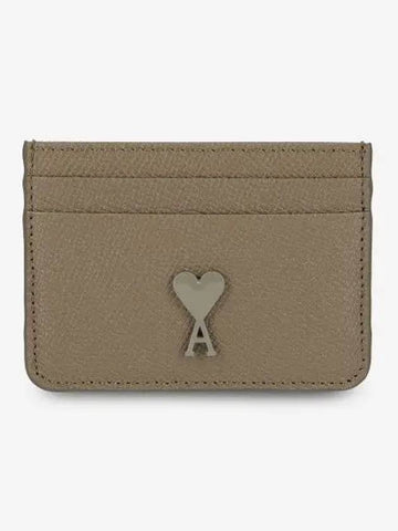 Heart Logo Card Holder Taupe USL013AL0036281 - AMI - BALAAN 1