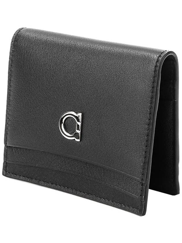 Silver Gancini Half Wallet Black - SALVATORE FERRAGAMO - BALAAN 5