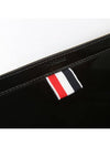 Leather Zipper Tablet Small Clutch Bag Black - THOM BROWNE - BALAAN 4