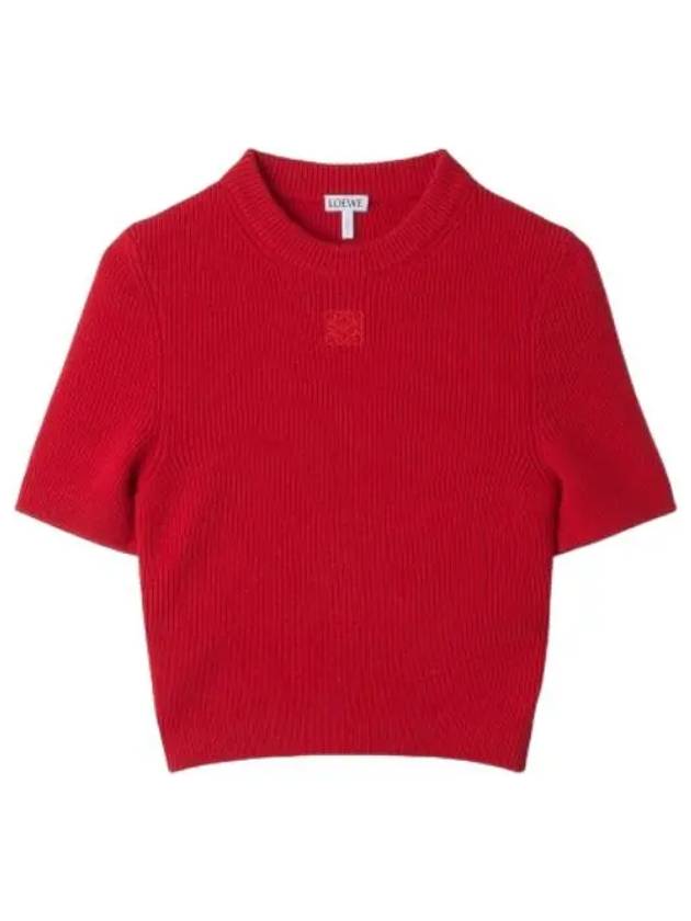 Cashmere Crop Knit Top Red - LOEWE - BALAAN 2