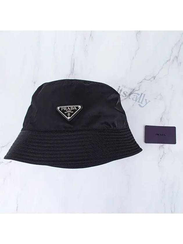 Triangle Logo Re-nylon Bucket Hat Black - PRADA - BALAAN 5