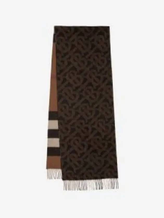 TB Monogram Fringe Cashmere Scarf Brown - BURBERRY - BALAAN 2