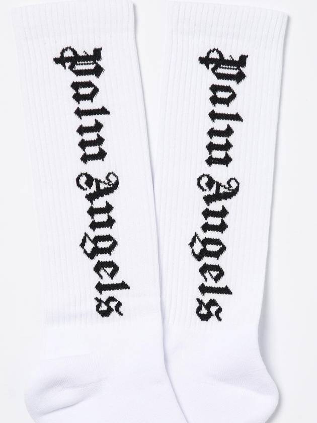 Vertical Logo Cotton Socks White - PALM ANGELS - BALAAN 3